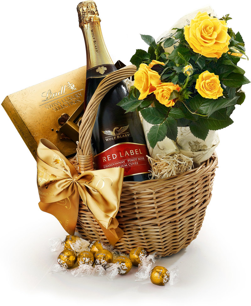 Floral And Wine Gift Baskets